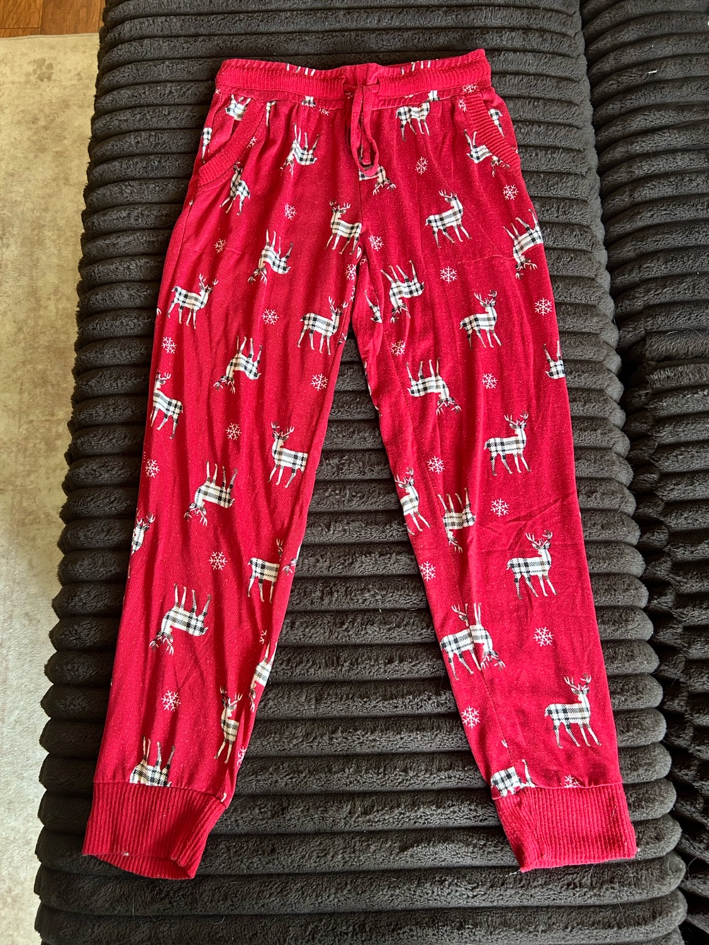 Cozy Red Reindeer Print Pajama Pants